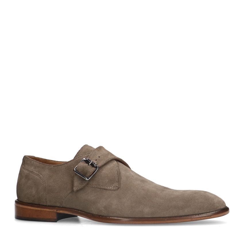 Taupe suède gespschoenen