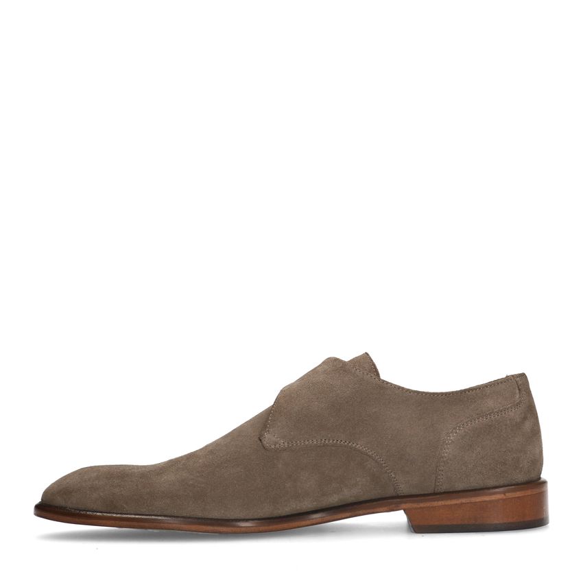 Taupe suède gespschoenen