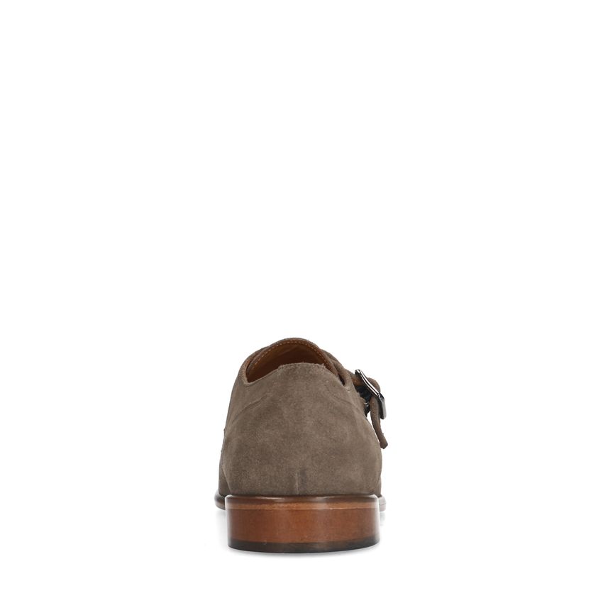 Taupe suède gespschoenen