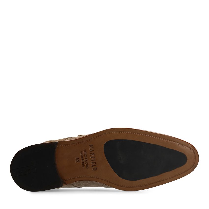 Taupefarbene Schnallenschuhe aus Leder