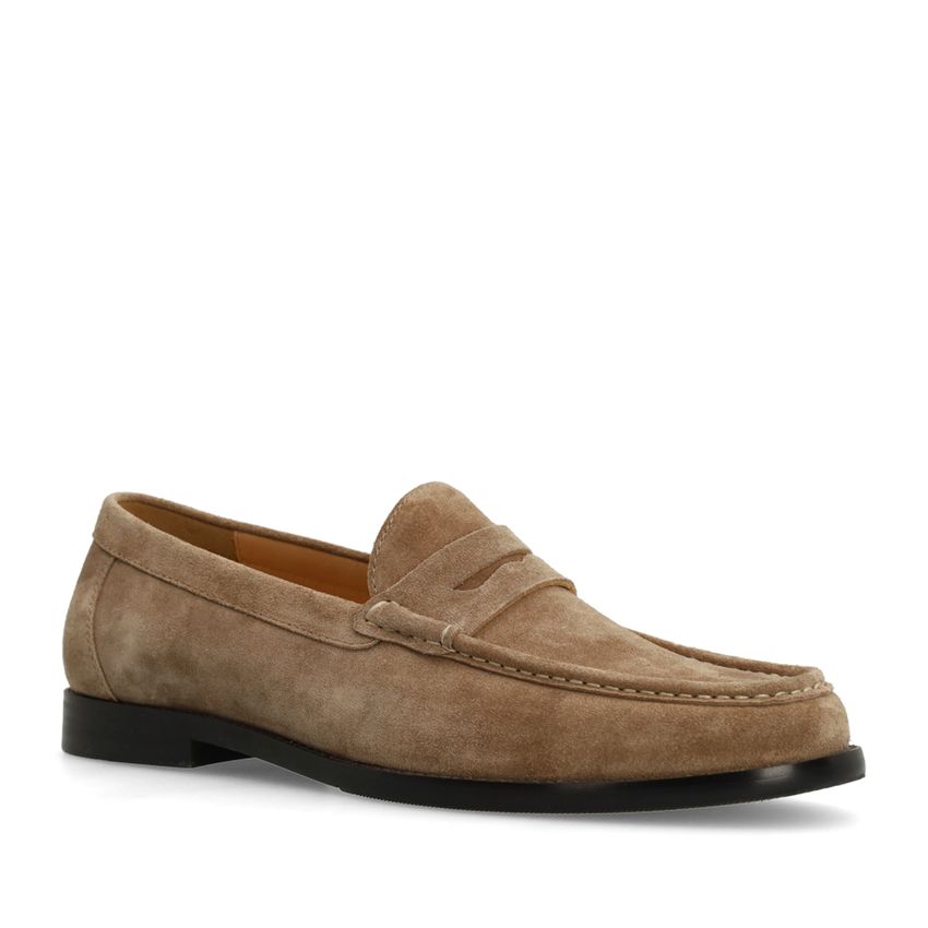 Taupefarbene Veloursleder-Loafer