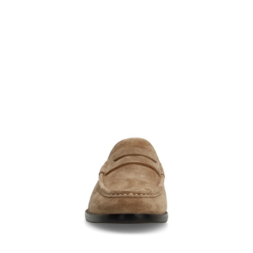 Taupefarbene Veloursleder-Loafer