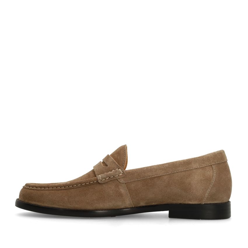 Taupefarbene Veloursleder-Loafer