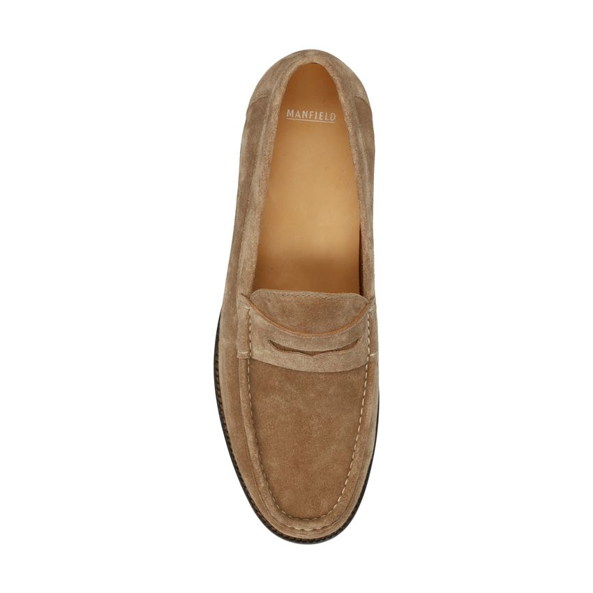 Taupefarbene Veloursleder-Loafer