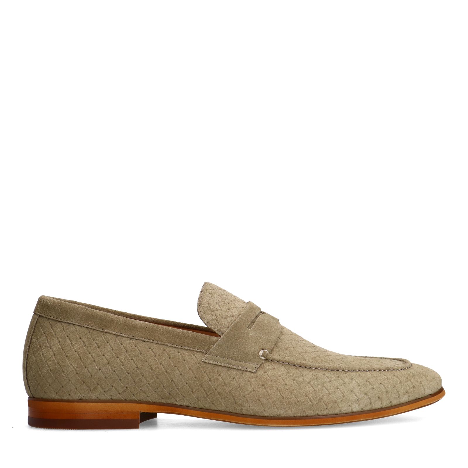 Taupefarbene Veloursleder-Loafer