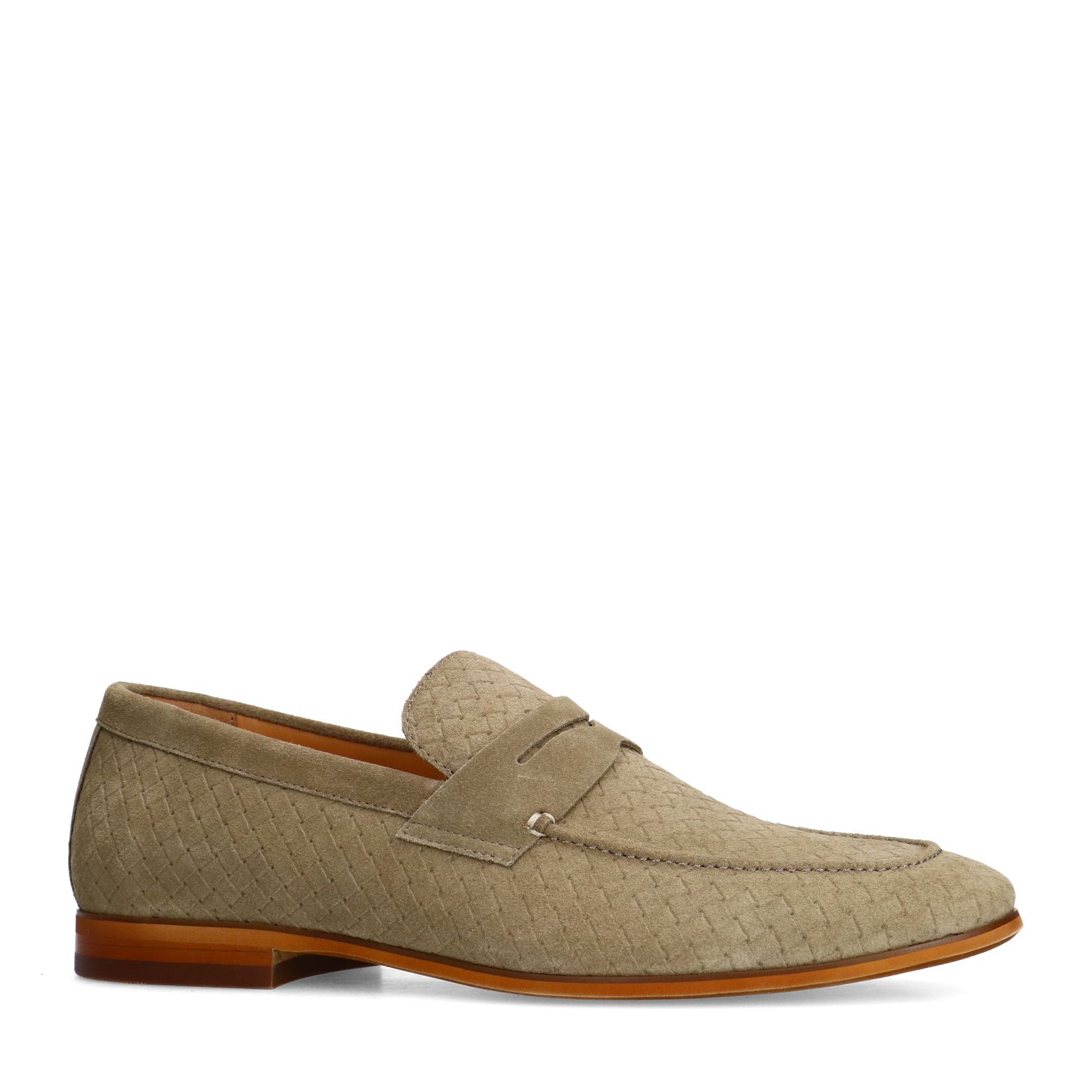Taupefarbene Veloursleder-Loafer