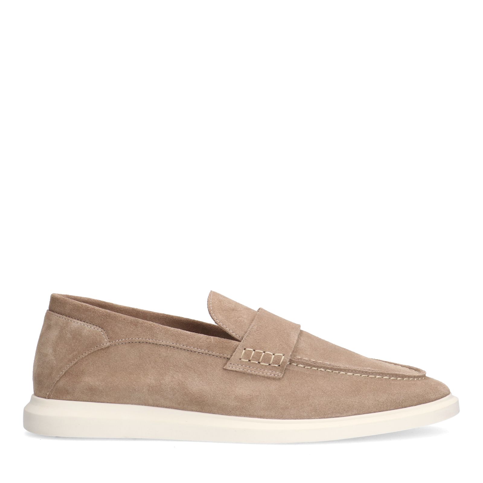 Beigefarbene Veloursleder-Loafer