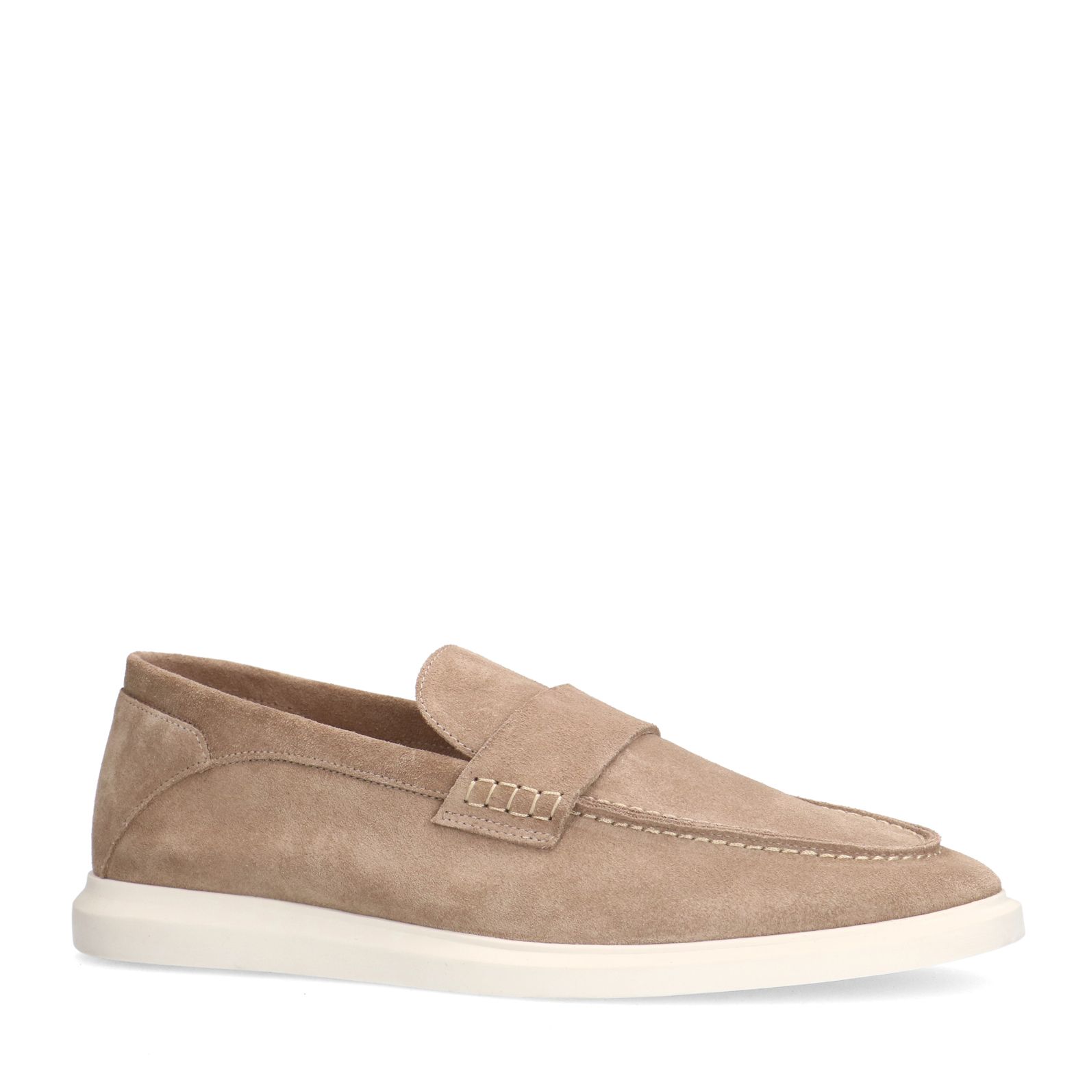 Beigefarbene Veloursleder-Loafer