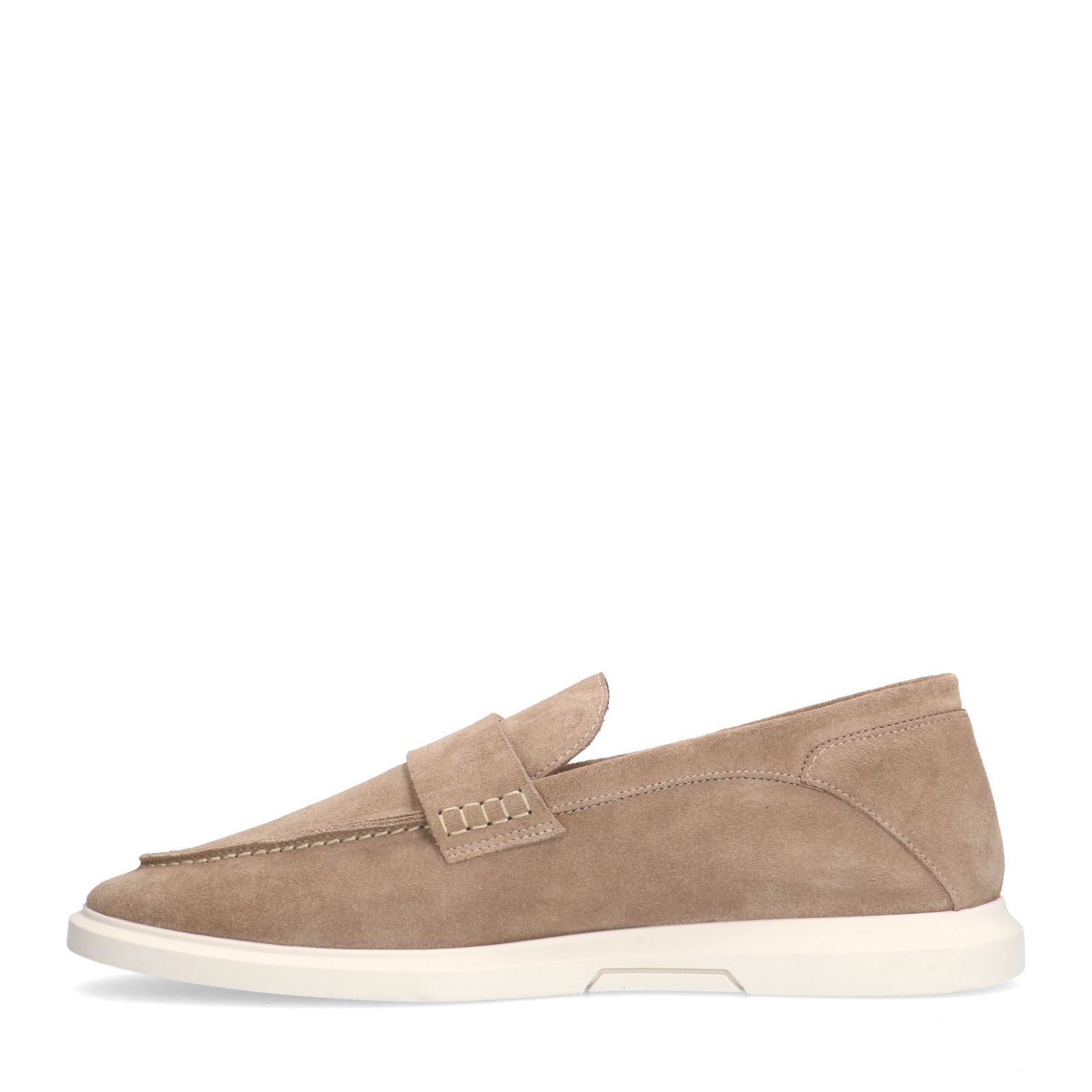 Beigefarbene Veloursleder-Loafer