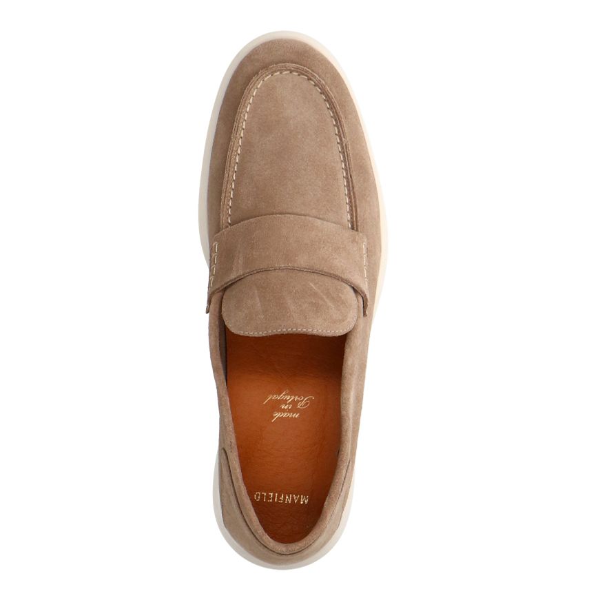 Beigefarbene Veloursleder-Loafer