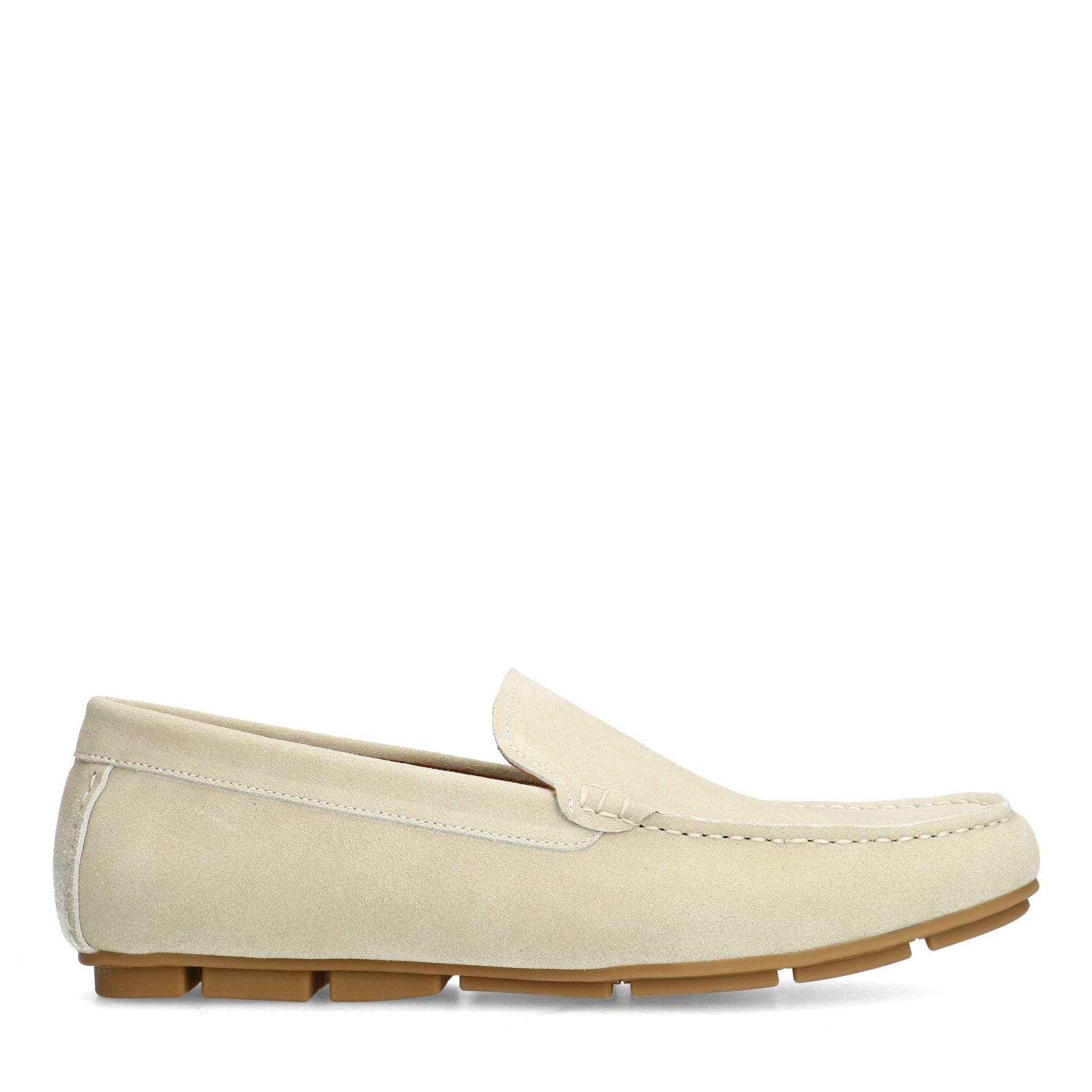 Beigefarbene Veloursleder-Loafer
