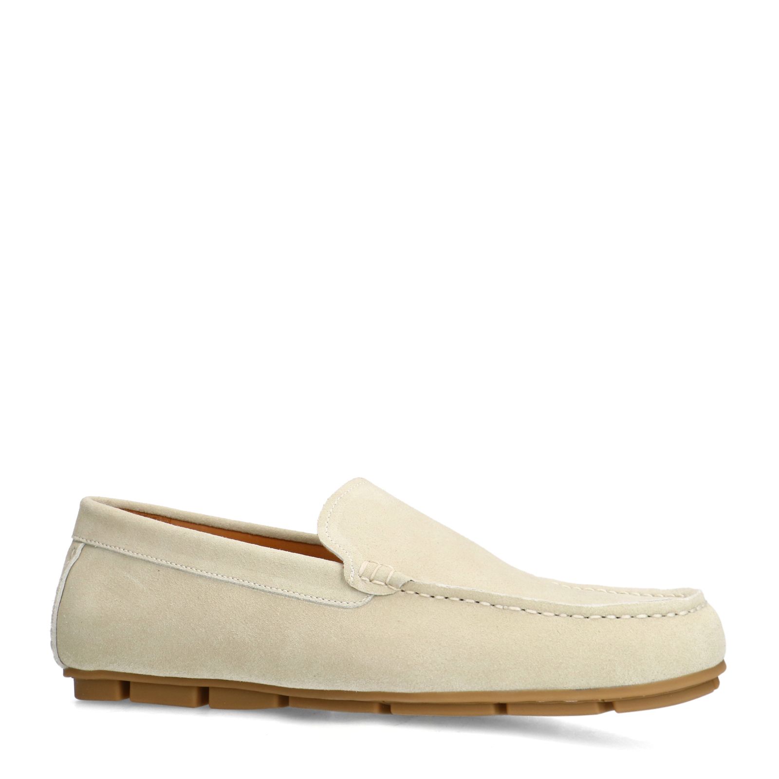 Beigefarbene Veloursleder-Loafer