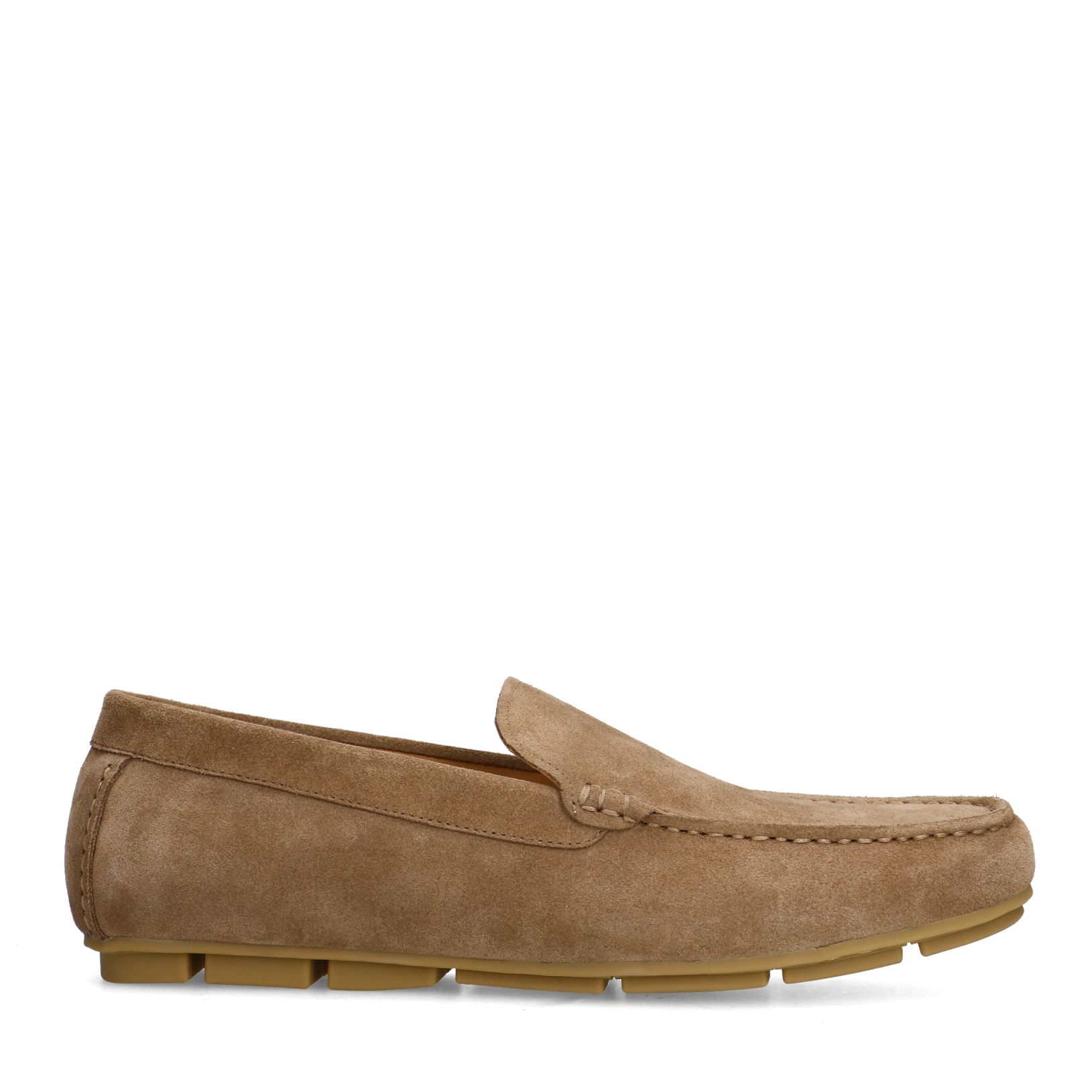 Taupefarbene Veloursleder-Loafer