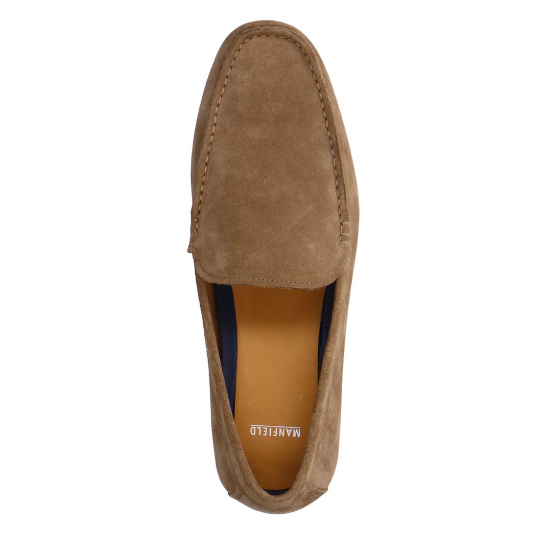 Taupefarbene Veloursleder-Loafer