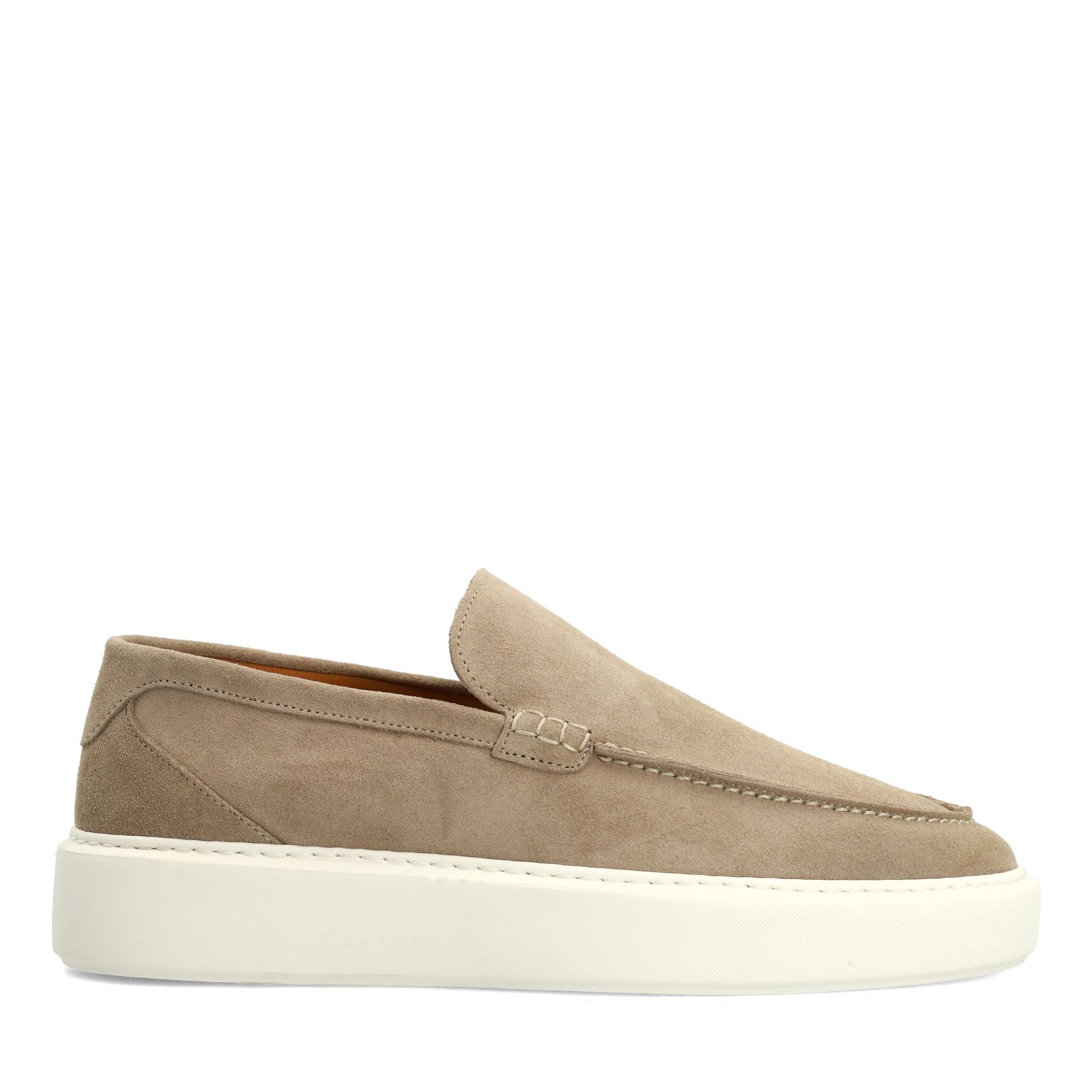 Beigefarbene Veloursleder-Loafer