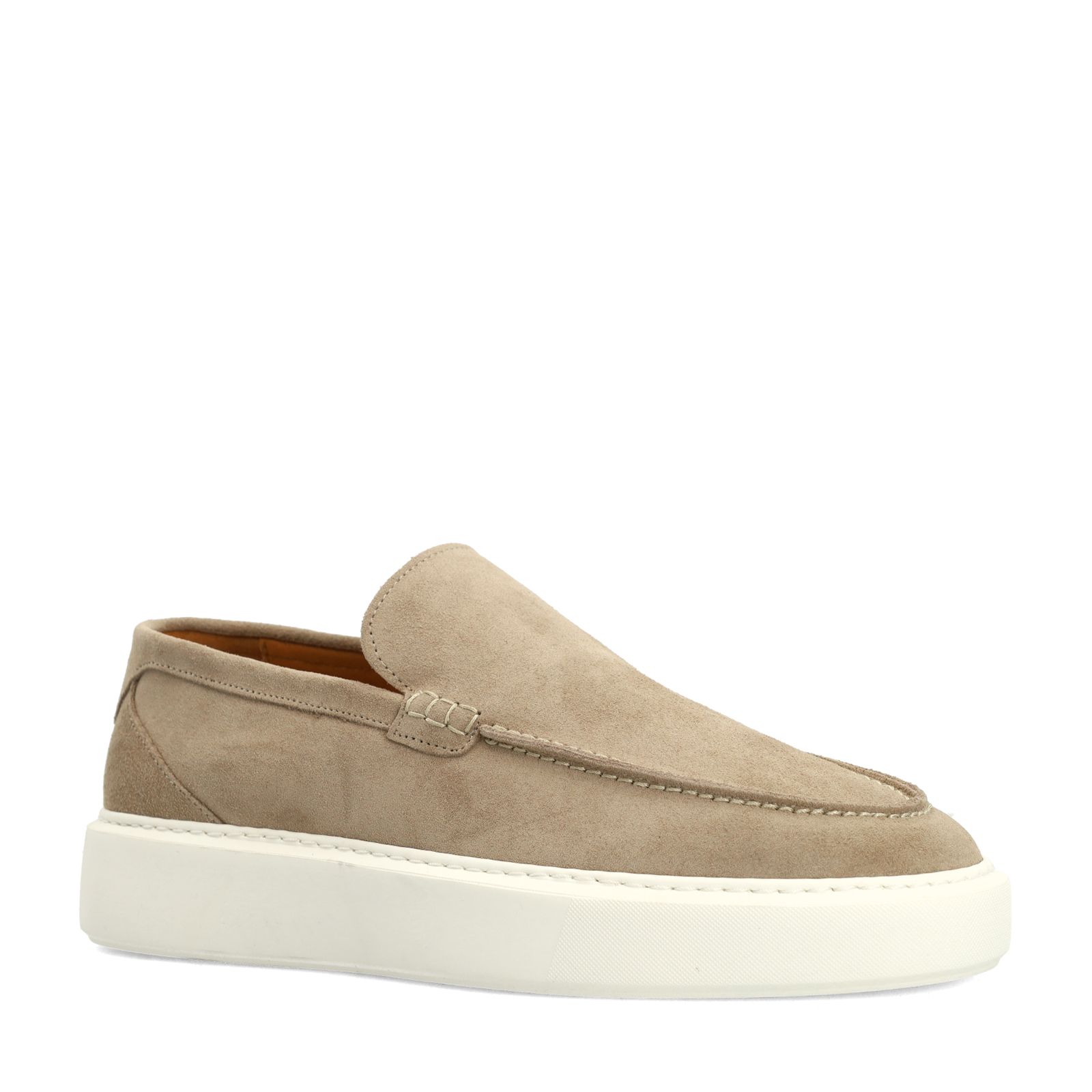Beigefarbene Veloursleder-Loafer