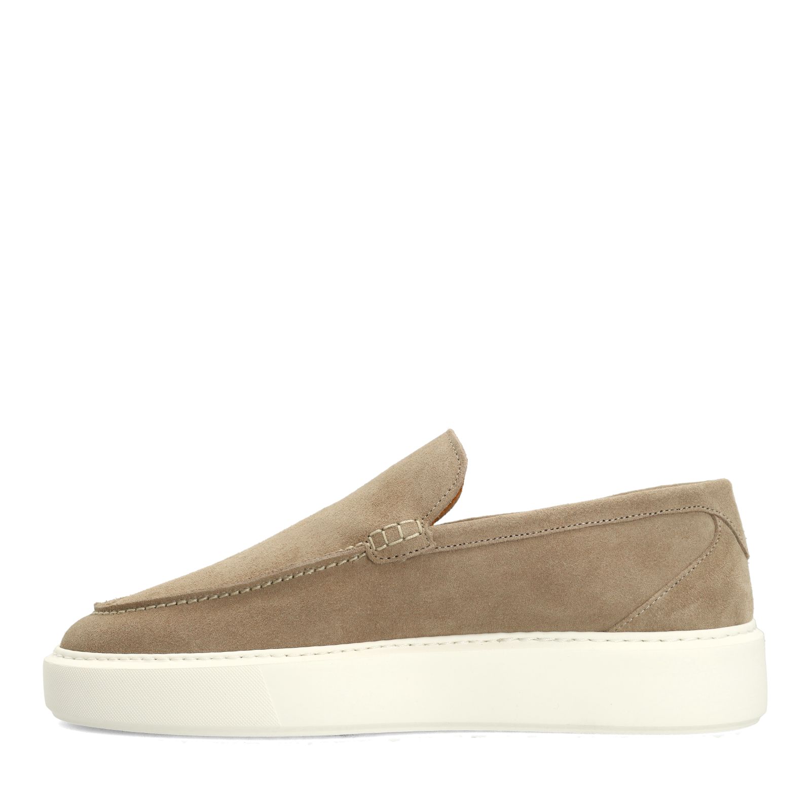 Beigefarbene Veloursleder-Loafer
