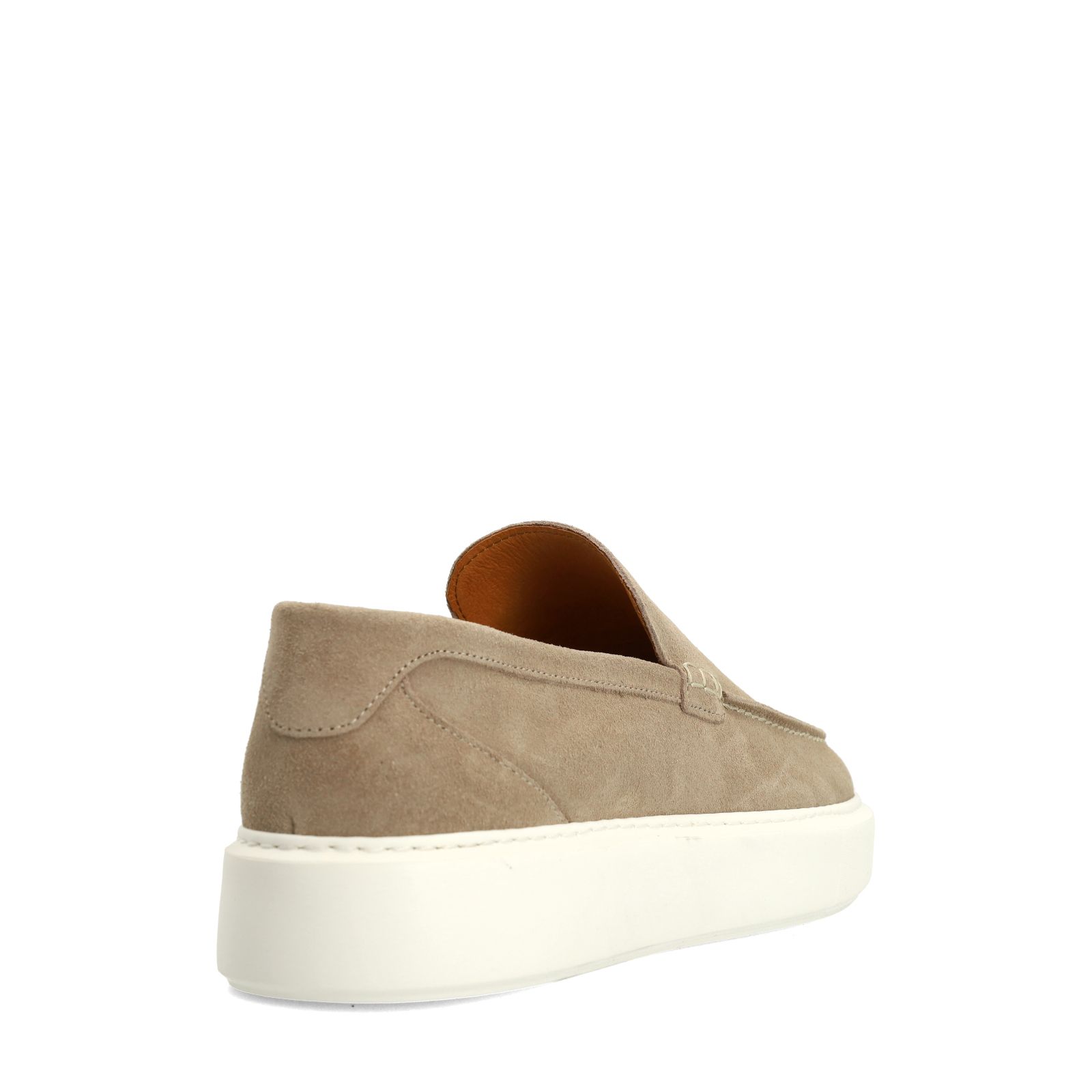 Beigefarbene Veloursleder-Loafer