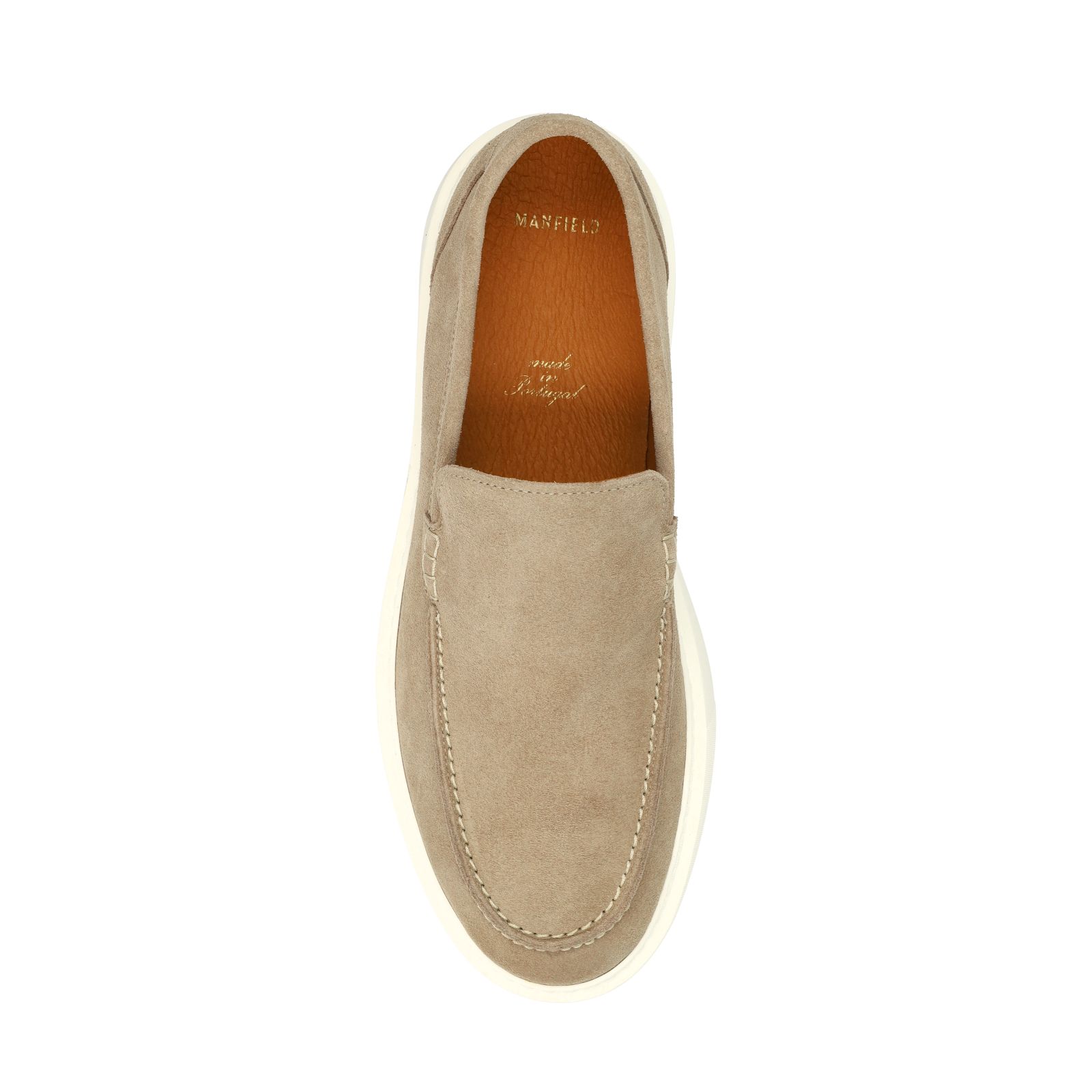 Beigefarbene Veloursleder-Loafer
