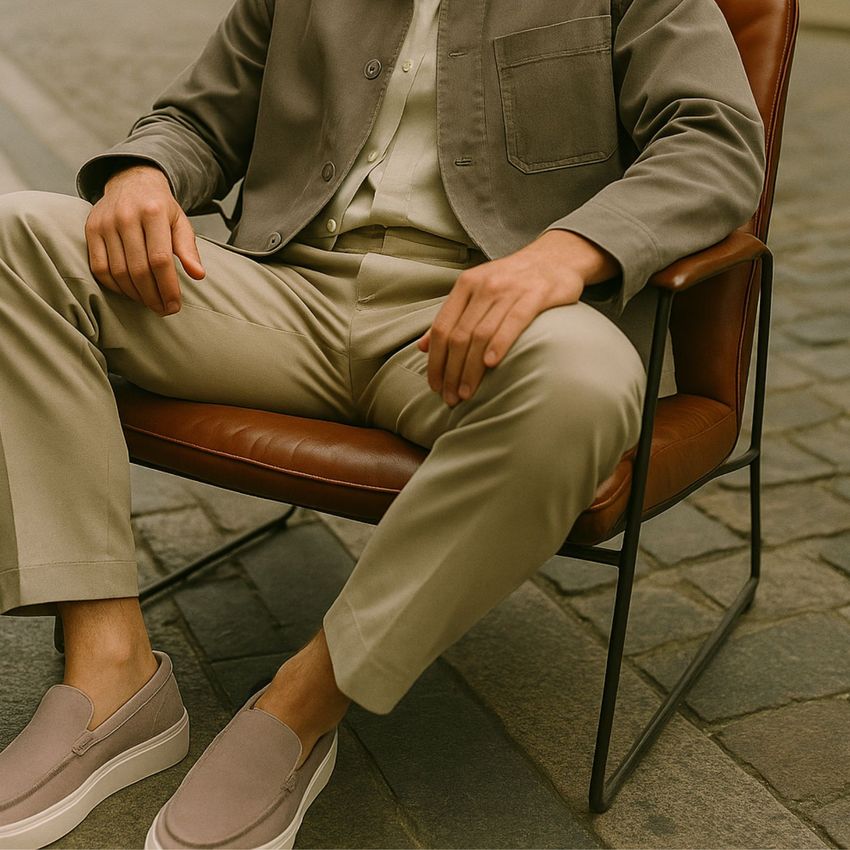 Beige suède loafers