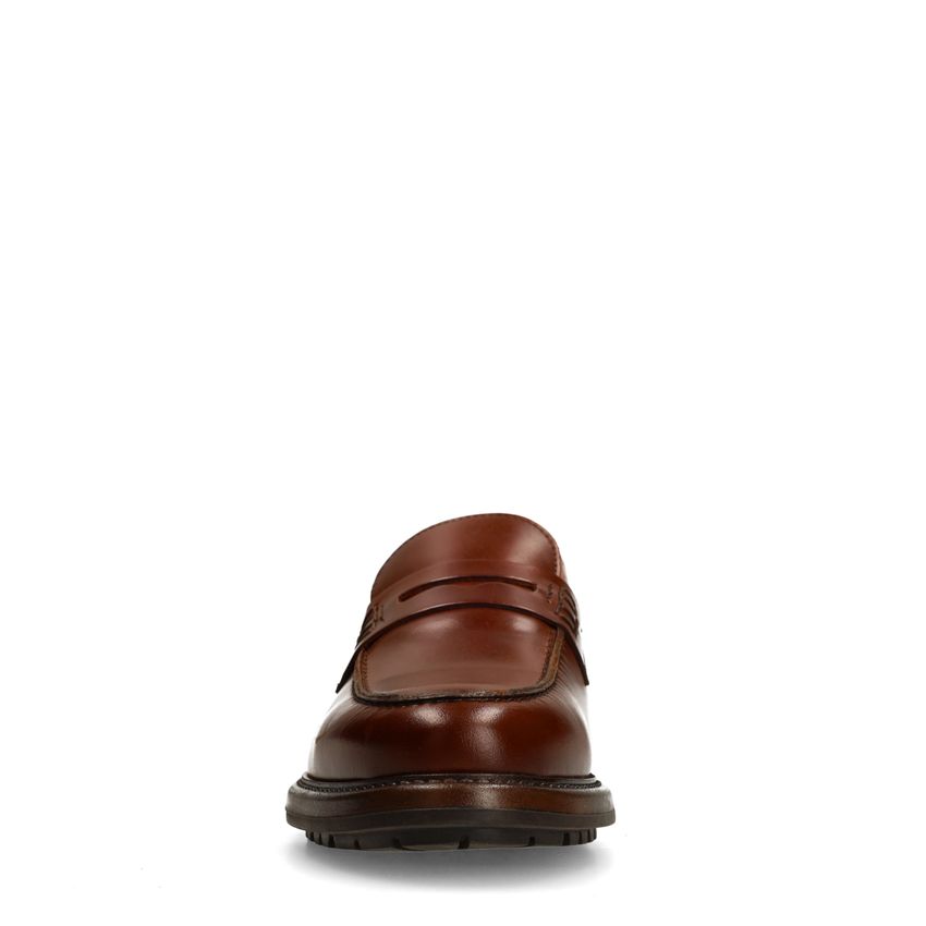 Cognac leren loafers