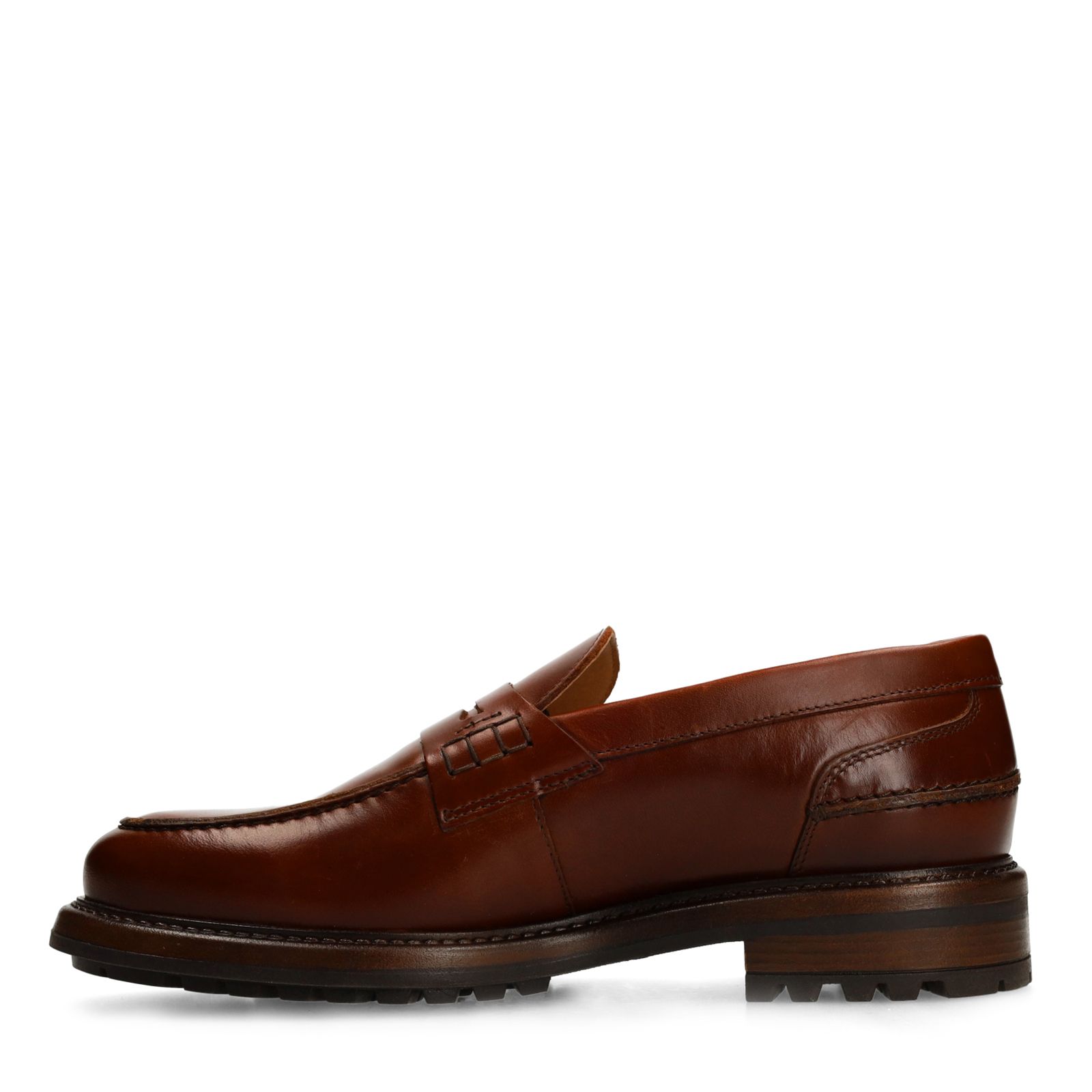 Cognac chunky leren loafers