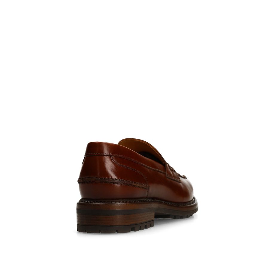 Cognac leren loafers