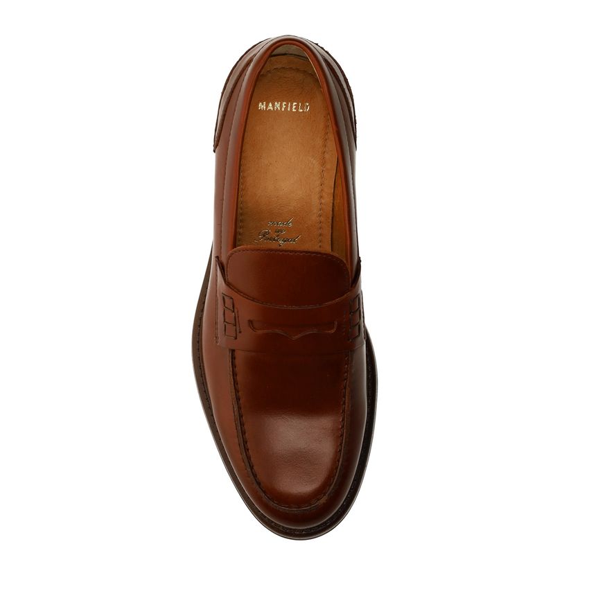 Cognac leren loafers