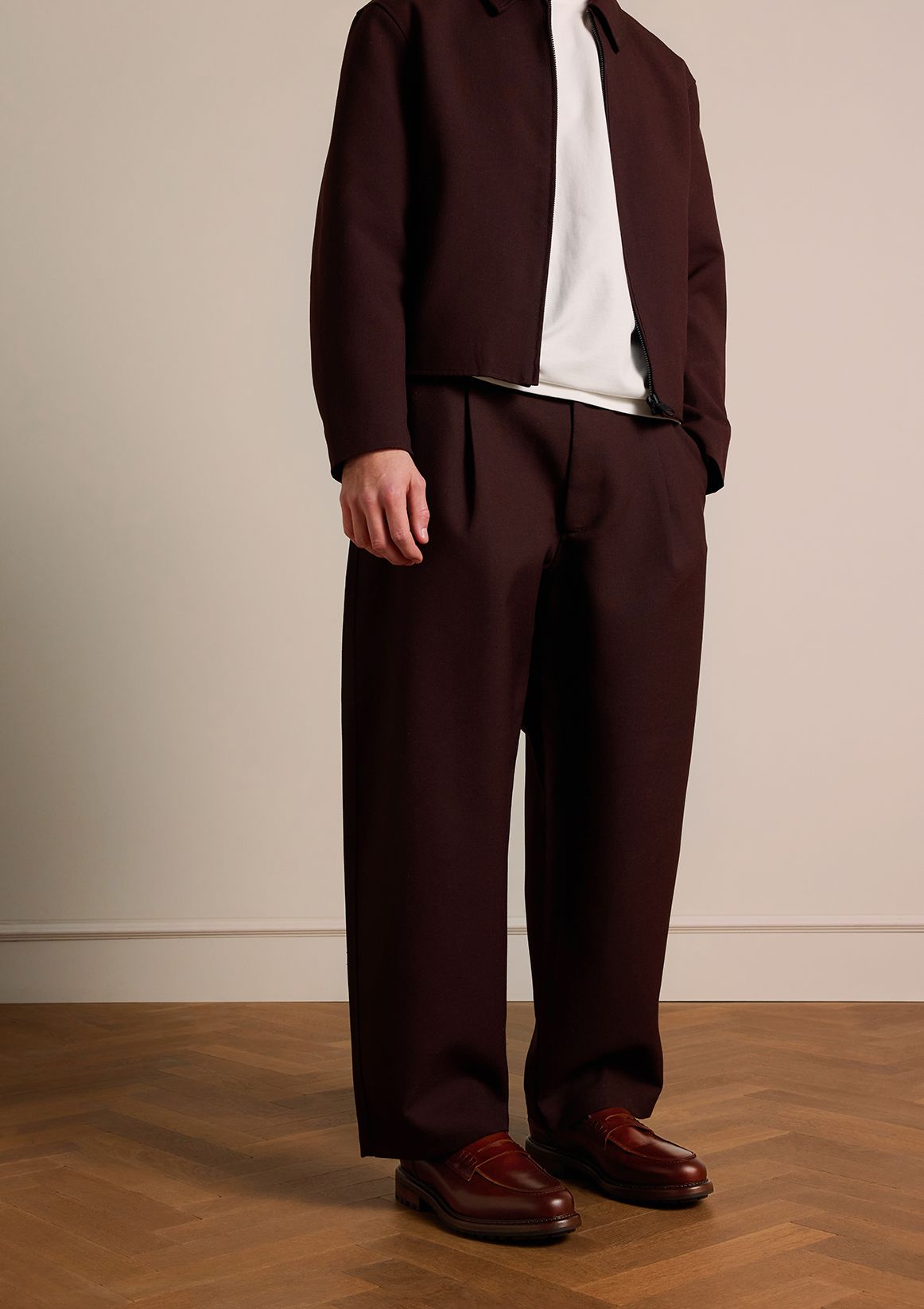 Cognac chunky leren loafers
