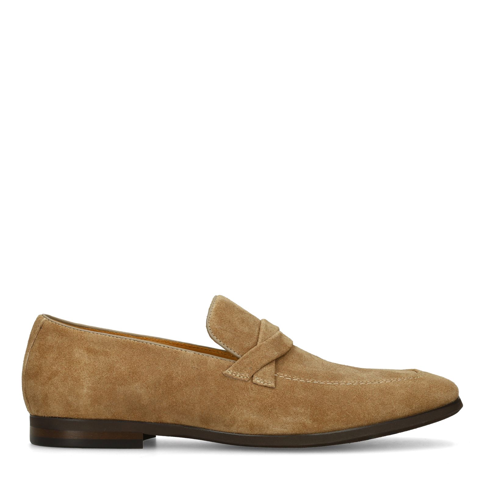 Taupefarbene Veloursleder-Loafer