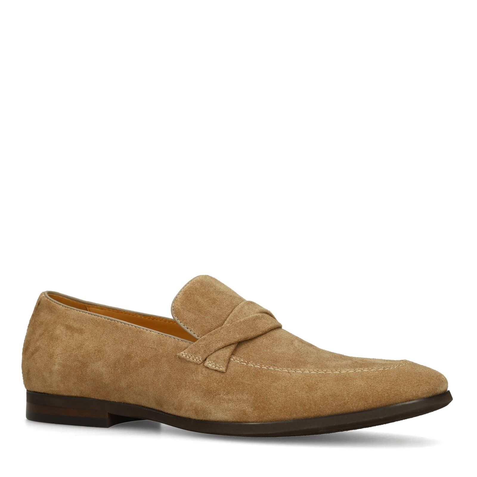 Taupefarbene Veloursleder-Loafer