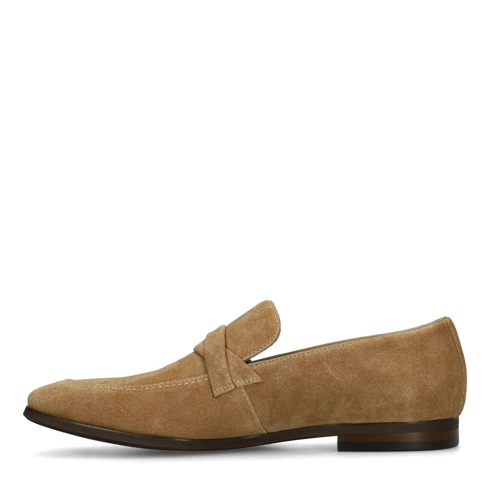 Taupefarbene Veloursleder-Loafer