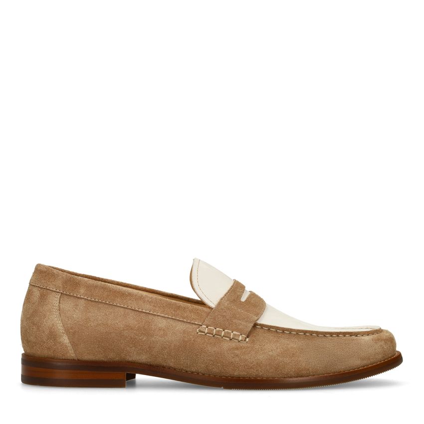 Taupefarbene Veloursleder-Loafer