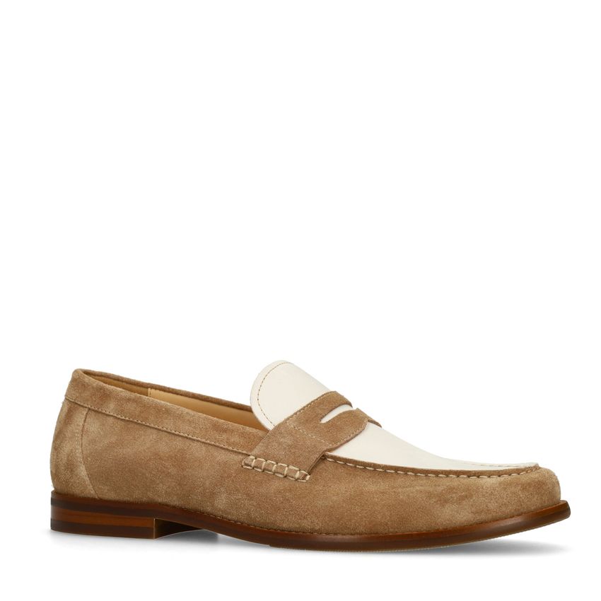 Taupefarbene Veloursleder-Loafer