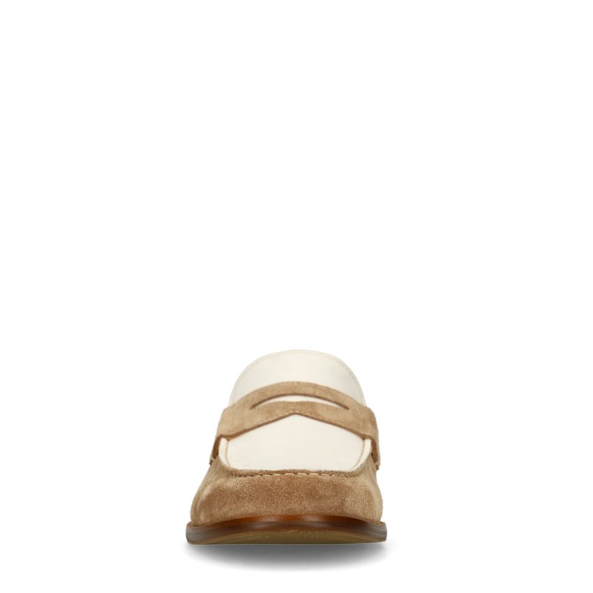 Taupefarbene Veloursleder-Loafer