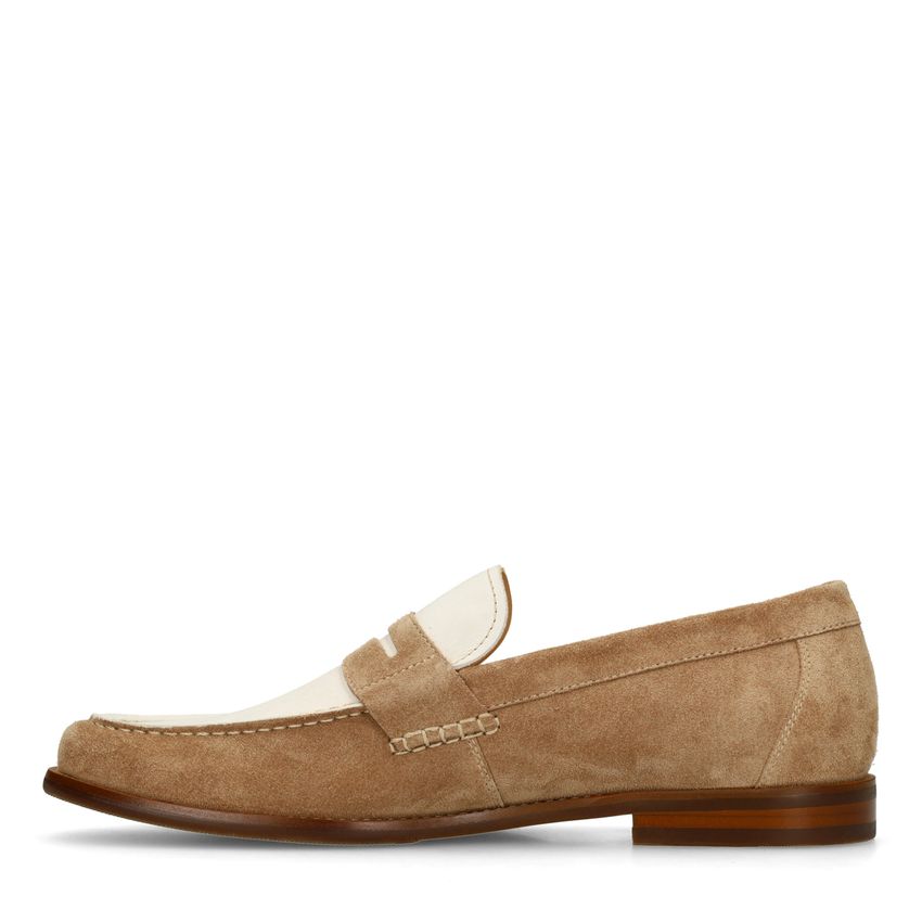 Taupefarbene Veloursleder-Loafer