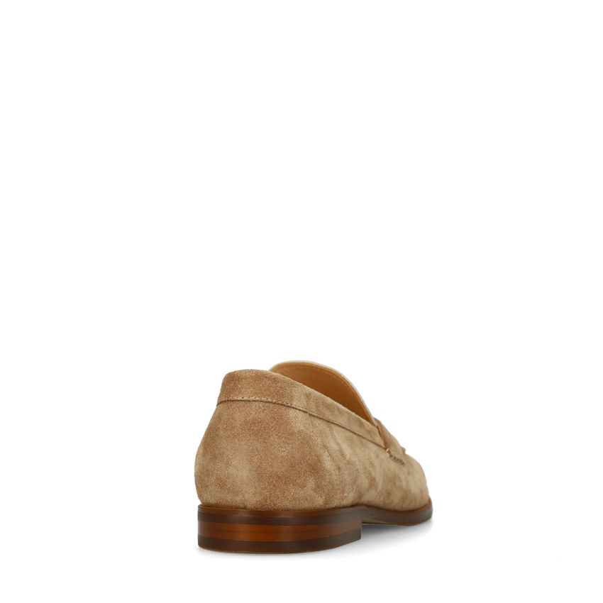 Taupefarbene Veloursleder-Loafer