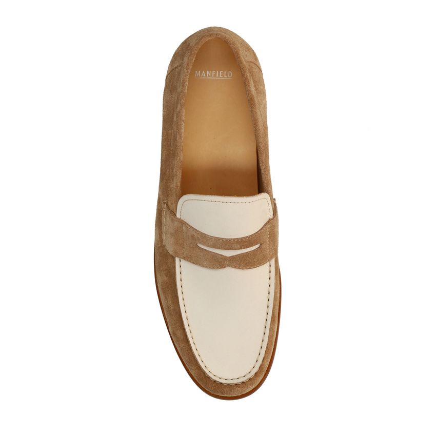 Taupefarbene Veloursleder-Loafer