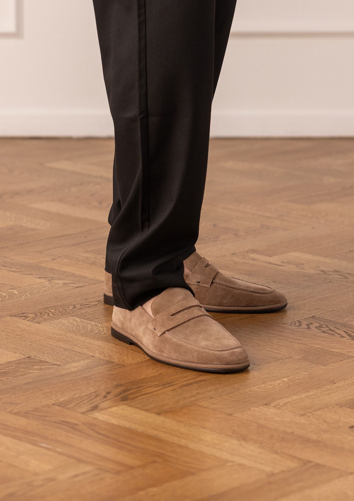 Taupe suède loafers
