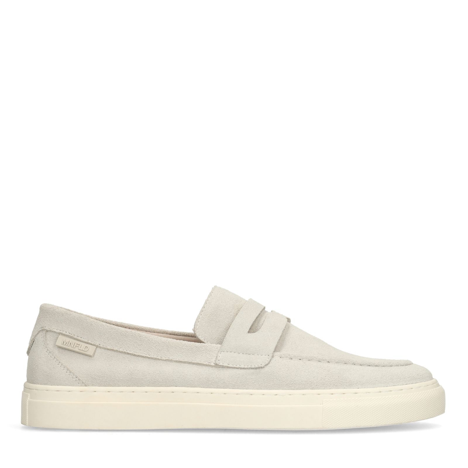 Beigefarbene Veloursleder-Loafer