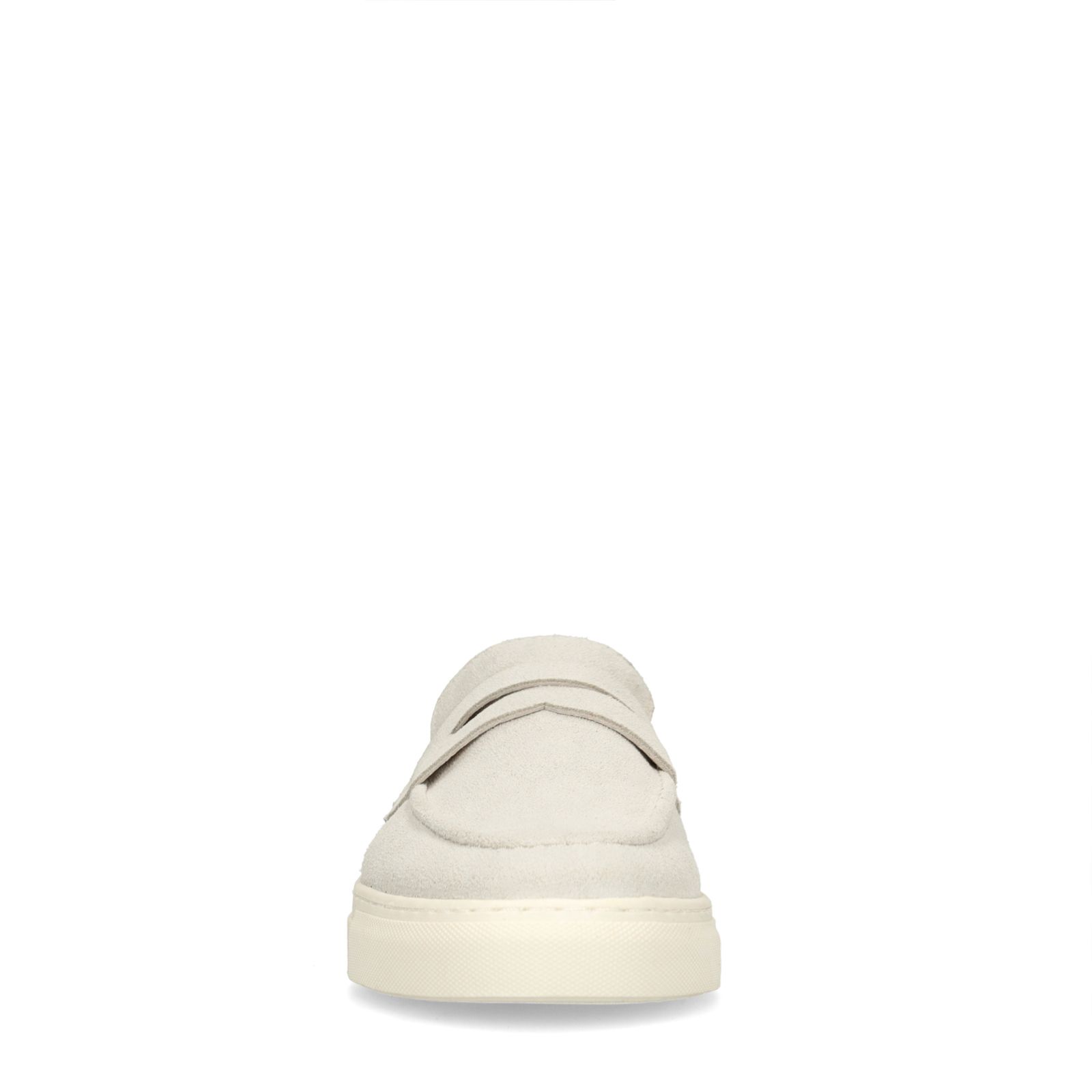 Beigefarbene Veloursleder-Loafer