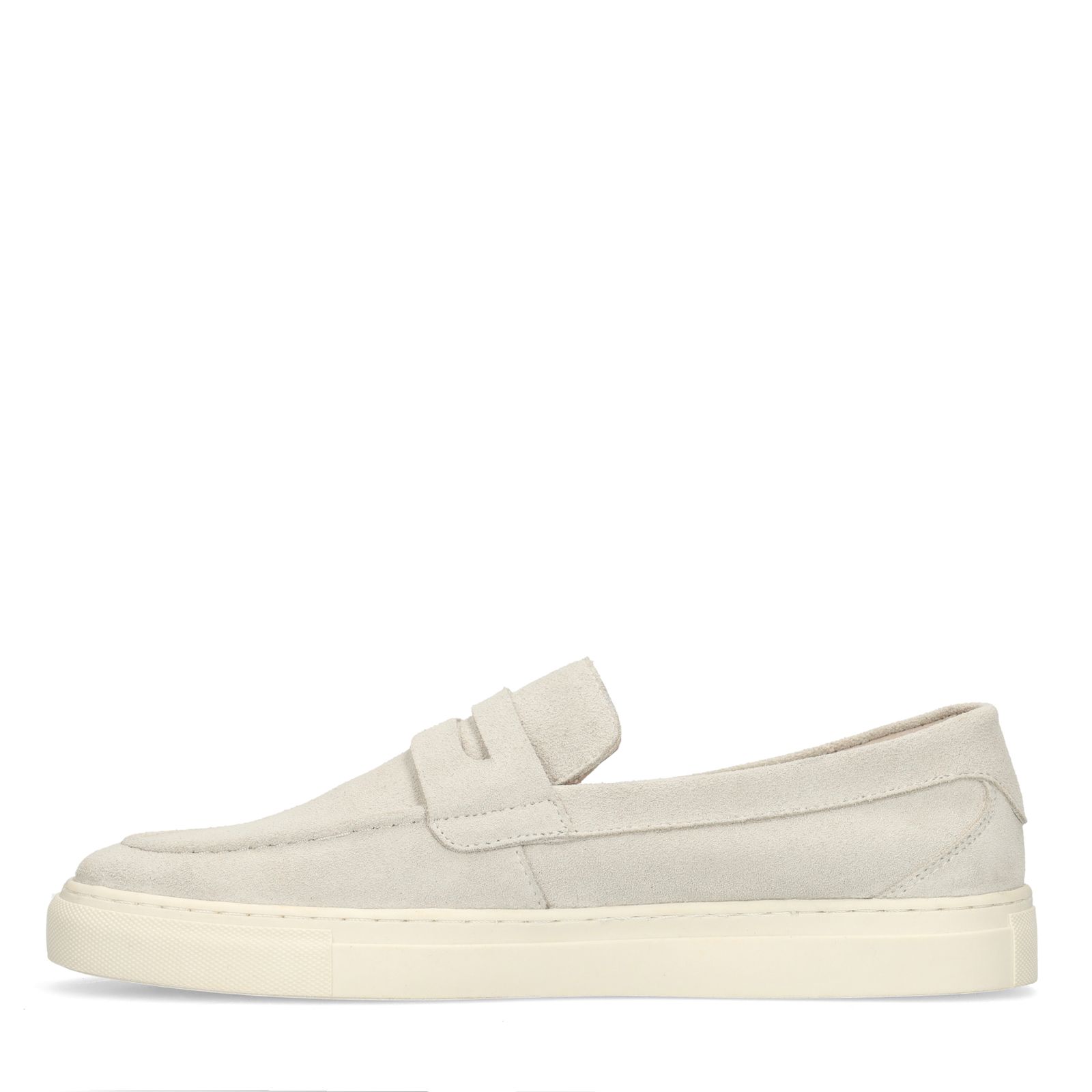 Beigefarbene Veloursleder-Loafer