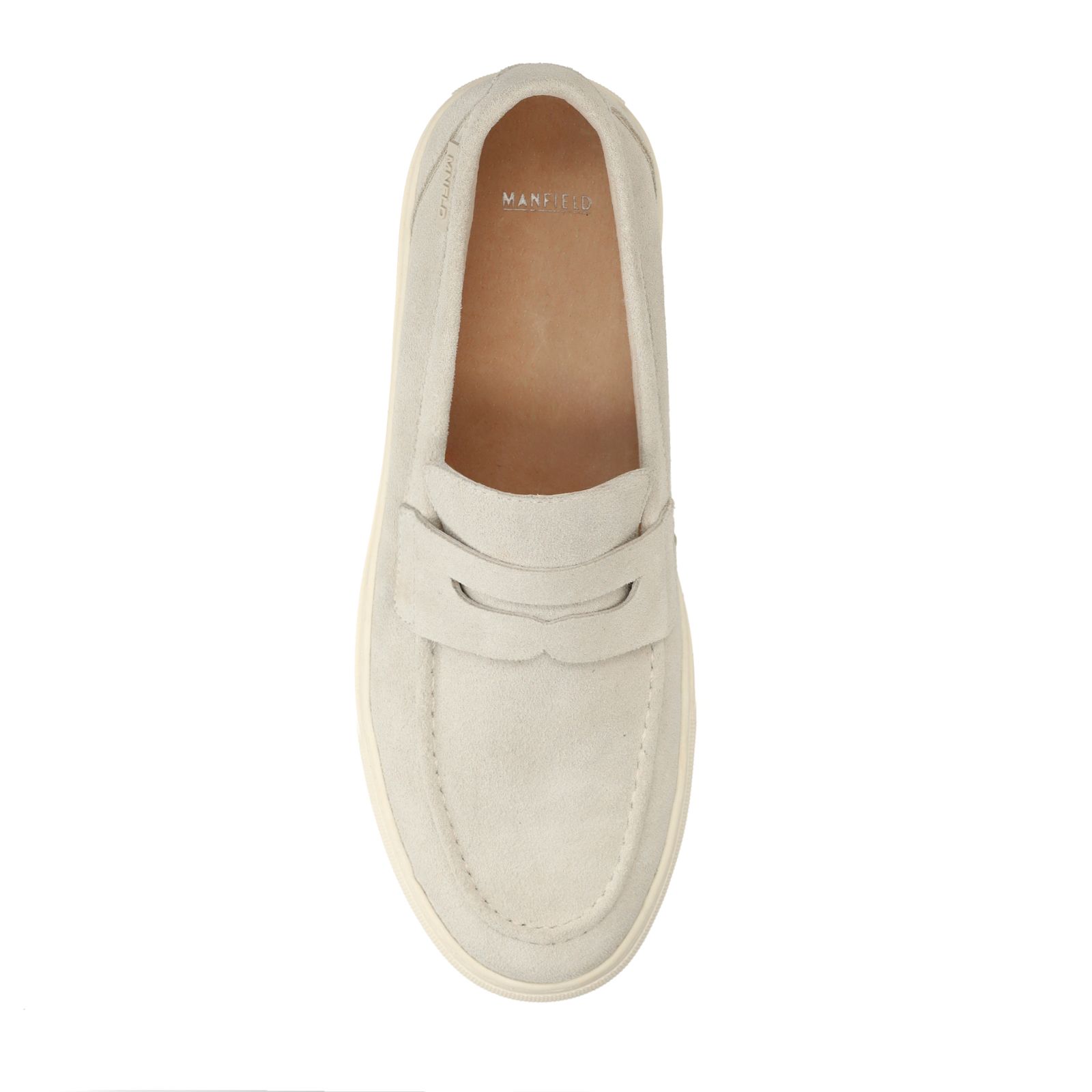 Beigefarbene Veloursleder-Loafer