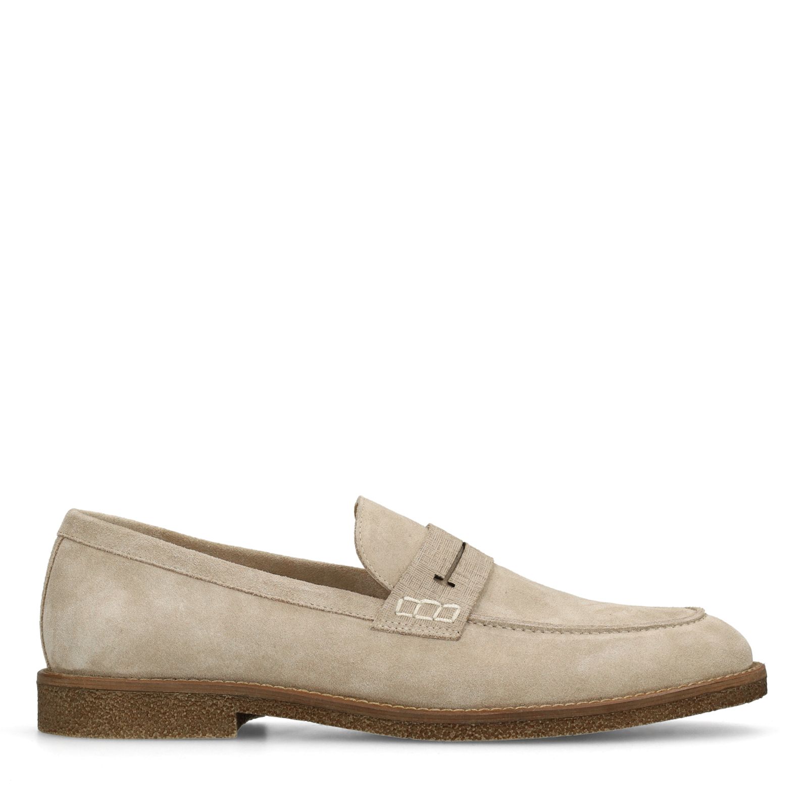 Beigefarbene Veloursleder-Loafer