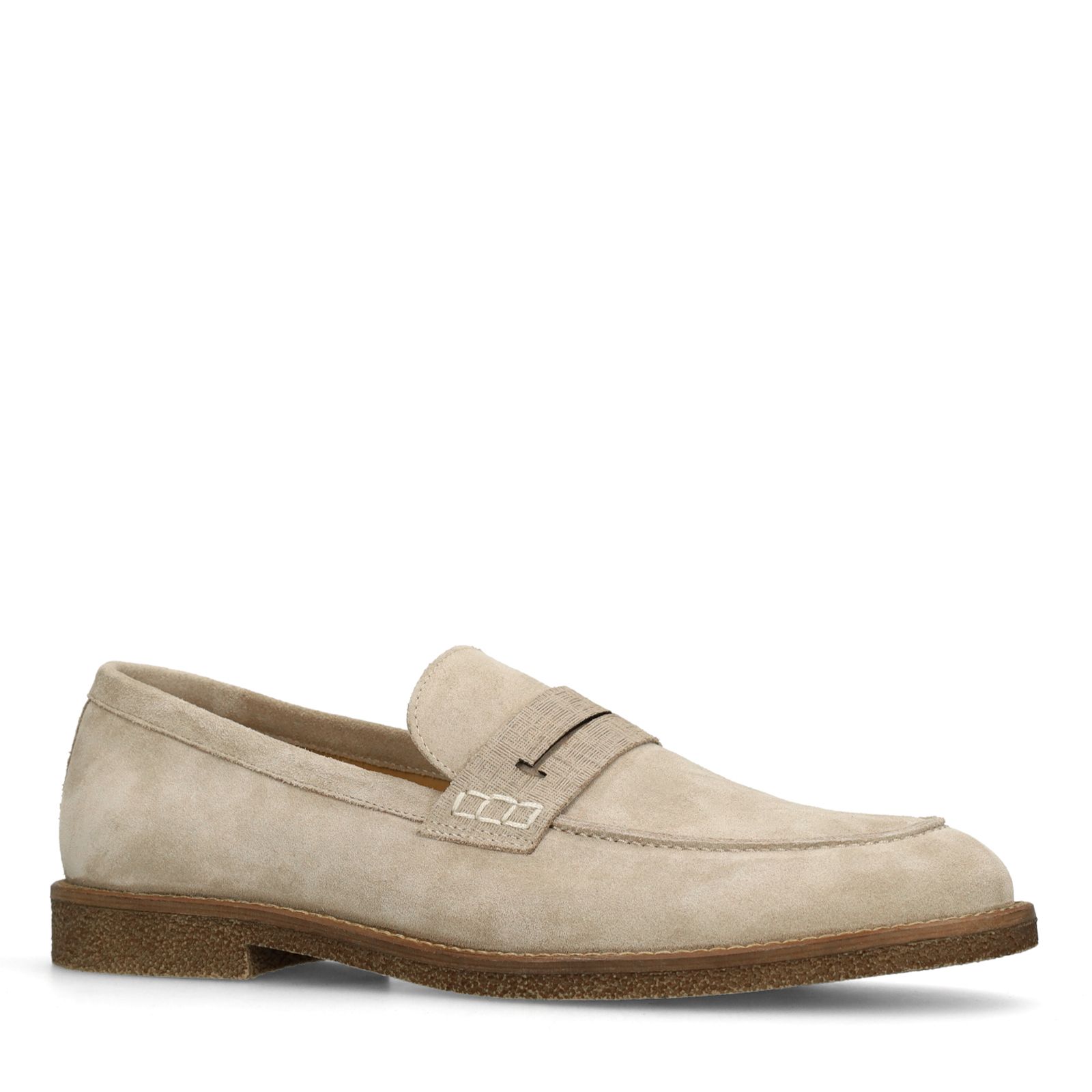 Beigefarbene Veloursleder-Loafer