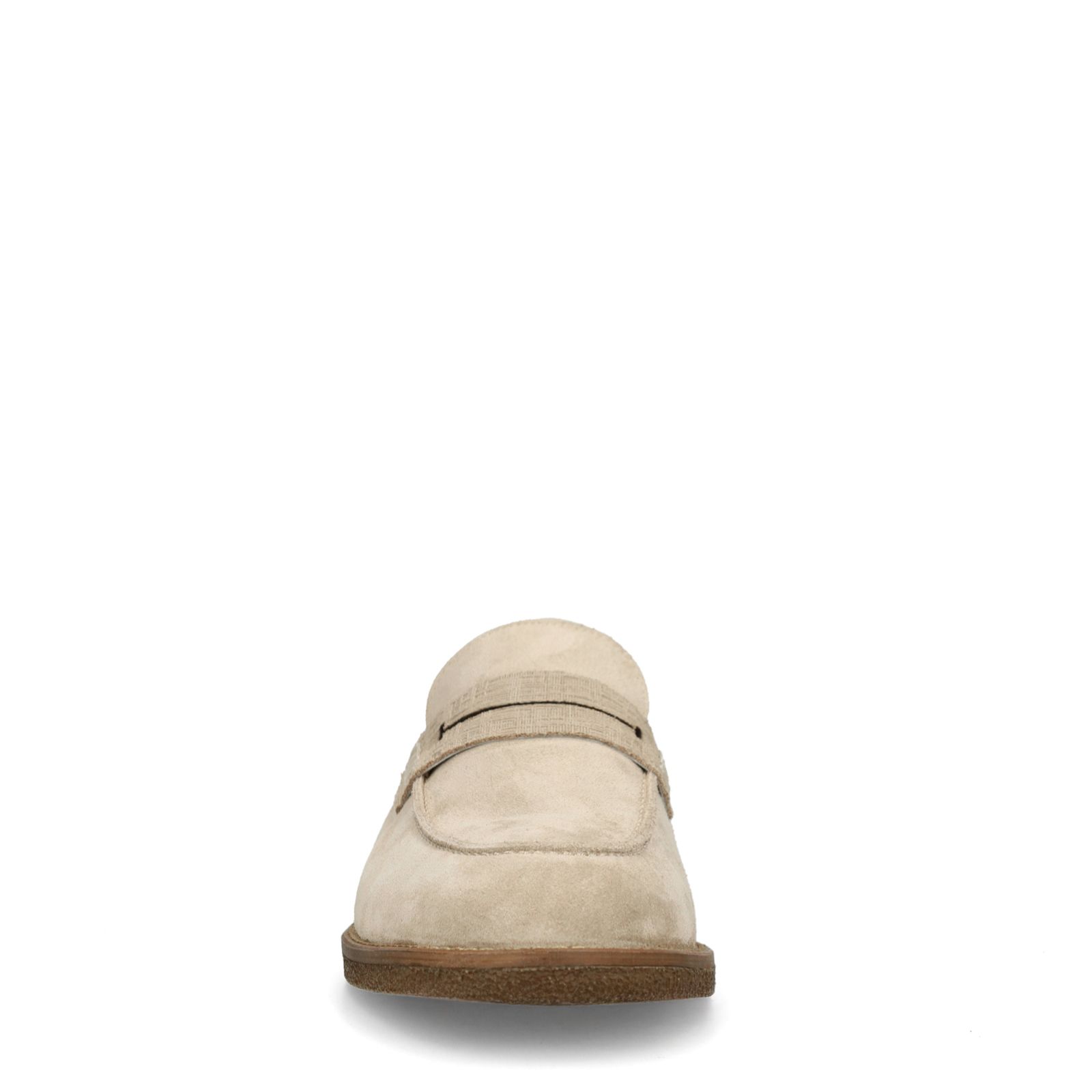 Beigefarbene Veloursleder-Loafer