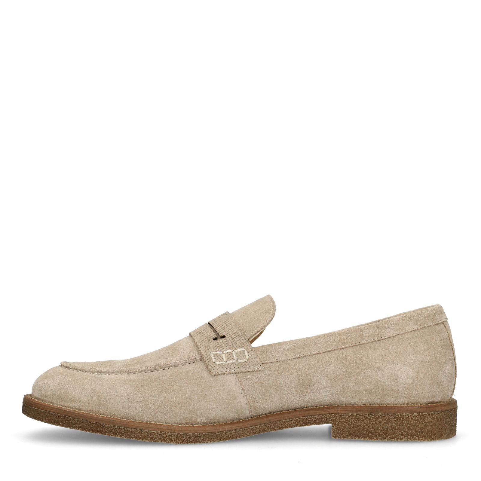 Beigefarbene Veloursleder-Loafer