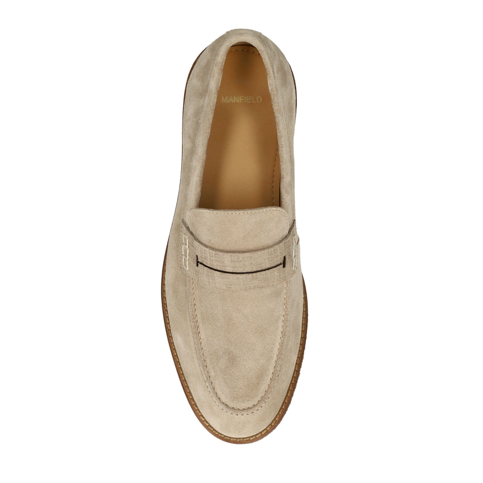 Beigefarbene Veloursleder-Loafer