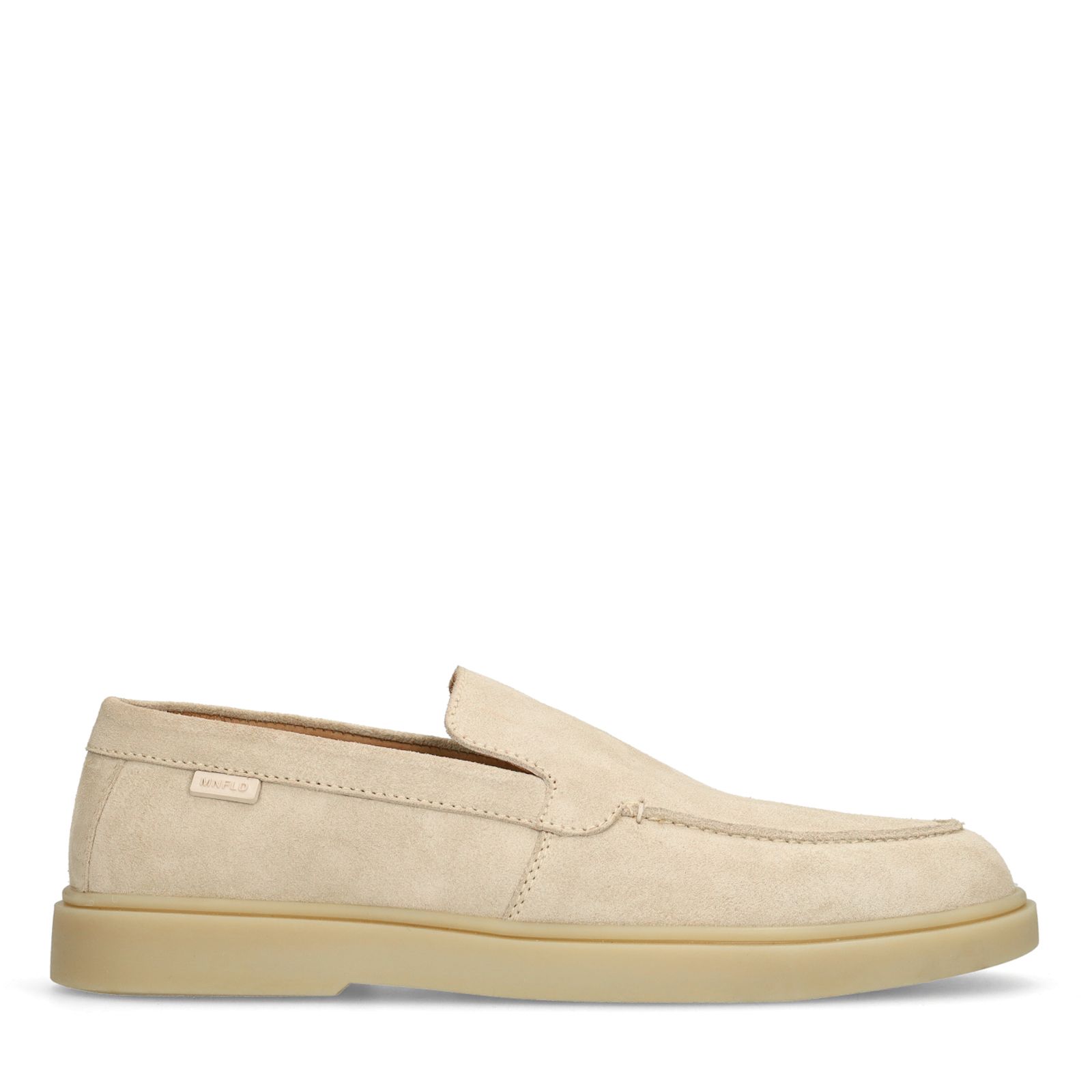 Beigefarbene Veloursleder-Loafer