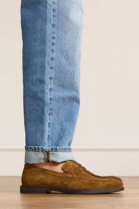 Cognacfarbene Veloursleder-Loafer